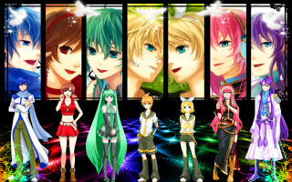 Anime characters black background colorful - a group of anime characters free wallpaper for desktop