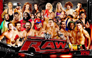 Wrestlers crowd ring raw event - a wrestling ring free wallpaper