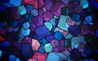 Colorful cubes pattern different sizes - crystal cubism free wallpaper for desktop