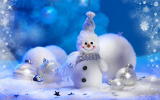 Snowman hat scarf ornaments blue 4 - a hat and a scarf free wallpaper