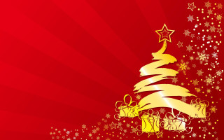 Christmas tree gold ribbon stars - a christmas tree free wallpaper for desktop