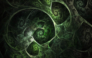 Green spiral design black background - abstract illusionism free wallpaper