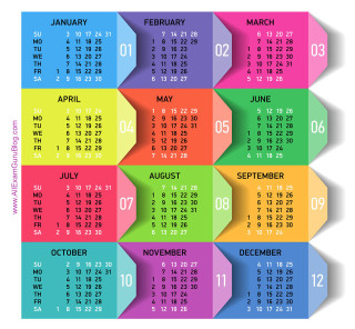 Colorful calendar white background image - surreal design free wallpaper