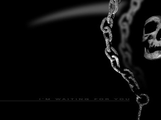 Skull chain black background white - a white skull free wallpaper