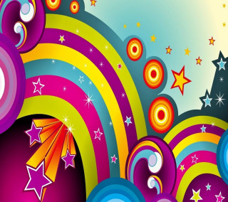 Colorful background stars circles rainbow - surreal design free wallpaper for tablet