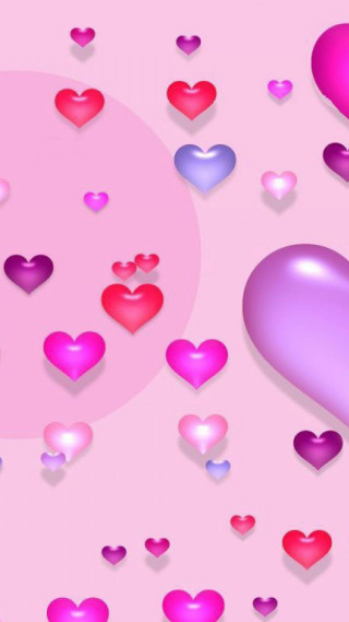 Pink background floating hearts circle - free valentines wallpaper