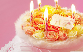 Birthday cake candles flowers lace - a birthday cake free wallpaper for desktop