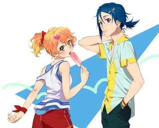 Man woman ice cream pink - their mouth free wallpaper