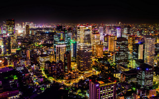 City night lights buildings background 8 - japan aya goda free wallpaper