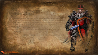 Man armor sword scroll background - epic fantasy character art free wallpaper for desktop