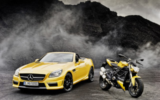 Yellow sports car motorcycle mountain - a yellow motorcycle free wallpaper