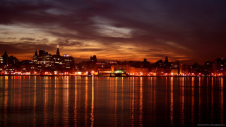 City skyline night reflection water 17 - elizabeth charleston free wallpaper