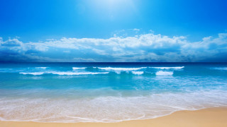 Beach waves blue sky clouds 2 - blue sky free wallpaper for desktop