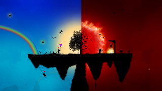 Rainbow tree cliff sky water - cyril rolando free wallpaper