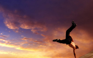 Man skateboard trick air sunset - a skateboard in the air free wallpaper for desktop