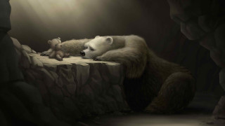 Bear cub cave ledge light - storybook illustration free wallpaper