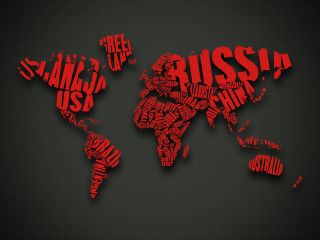 World map red words black - a map of the world free wallpaper
