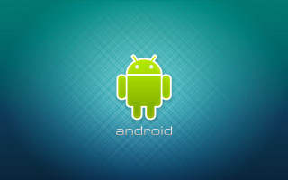 Android green logo blue background - a white outline free wallpaper