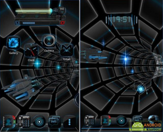 Futuristic phone clock glowing eyes - a futuristic design free wallpaper