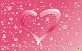 Heart pink water droplets green - object free wallpaper