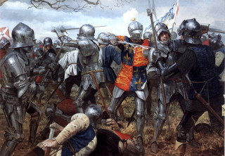 Men armor fighting field trees - renaissance oil painting free wallpaper