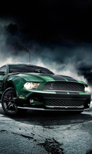 Green mustang - free cars wallpaper for mobile