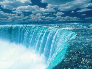 Waterfall boat sky clouds water - the water below free wallpaper