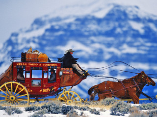 Horse drawn carriage man snowy - a horse free wallpaper