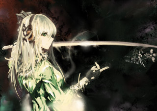 Woman sword demon background demon - her hand and a demon in the background free wallpaper