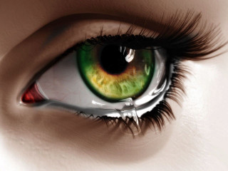 Green eye red lip hyperrealistic - a red lip free wallpaper