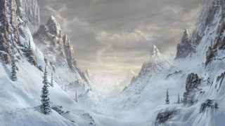 Snowy mountain landscape sky clouds - ski free wallpaper