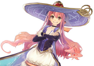 Purple hat witch long pink - a pink tail free wallpaper