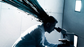 Man microscope looking plants head - biopunk free wallpaper for desktop