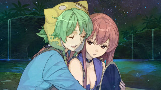 Anime characters hugging night sky - a night sky free wallpaper