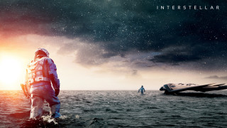 Man boat ocean space suit - a space shuttle in the background free wallpaper