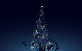 Christmas tree ornaments blue background 2 - ornament free wallpaper