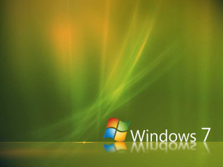 Green background windows7 logo reflection - a window 7 logo free wallpaper for desktop
