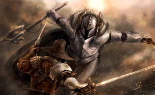 Man woman sword painting holding - a painting of a man holding free wallpaper