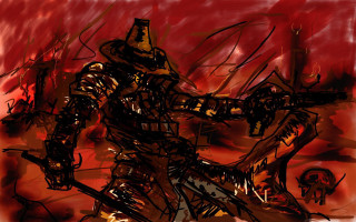 Man suit sword red background 2 - bloodborne free wallpaper