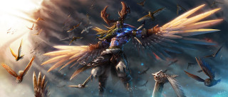 Man wings sword birds sky - wing and a sword free wallpaper for desktop