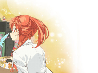 Red haired girl tv birds - over her free wallpaper