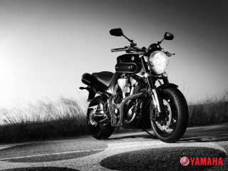 Black white motorcycle parked road - ambient free wallpaper