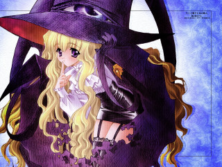Woman witch costume hat broom - a purple background free wallpaper