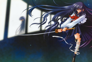 Woman long hair sword demon - long hair holding free wallpaper