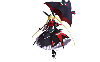 Woman dress umbrella cat back - her back and a cat free wallpaper