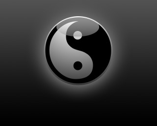 Yin yang black background light - symmetrical balance free wallpaper