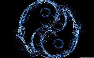 Blue water symbol splash black - cao buxing free wallpaper