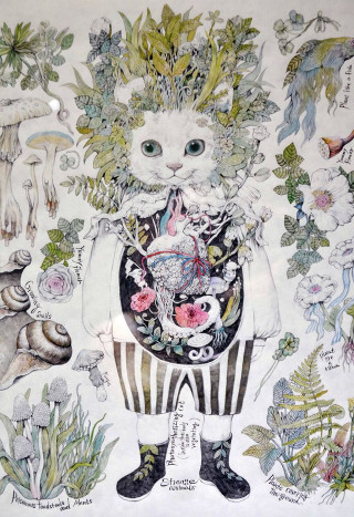 Cat flowers animals head painting - free cats wallpaper for mobile