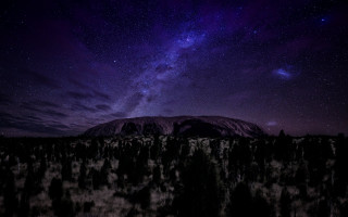 Night sky mountain trees purple - star above free wallpaper for desktop