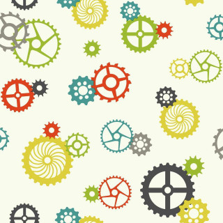 Colorful gears white background red - surreal design free wallpaper for tablet